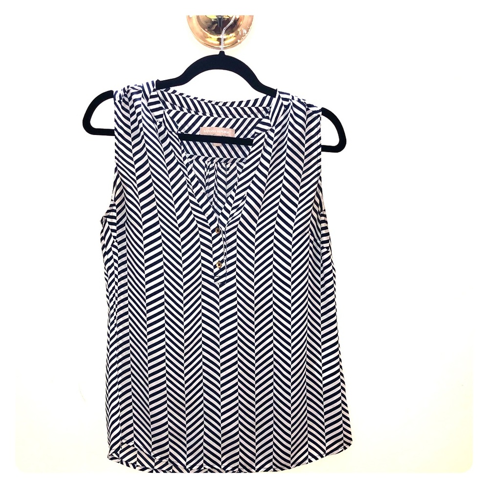 Banana Republic Navy & White Striped Blouse